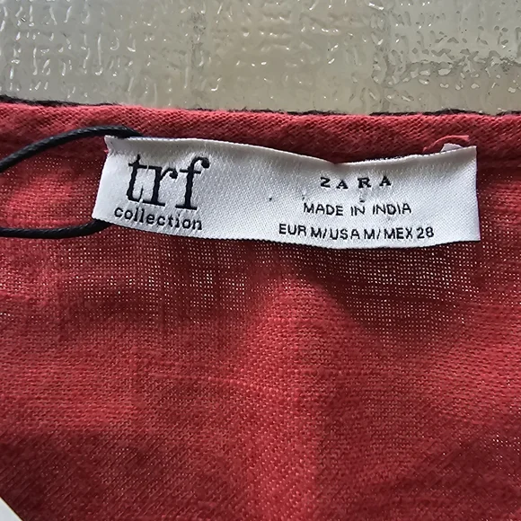 Zara TRF Boho Maxi Dress Red Embroidered Long Sleeve Peasant Ethnic Festival M - Picture 5 of 16